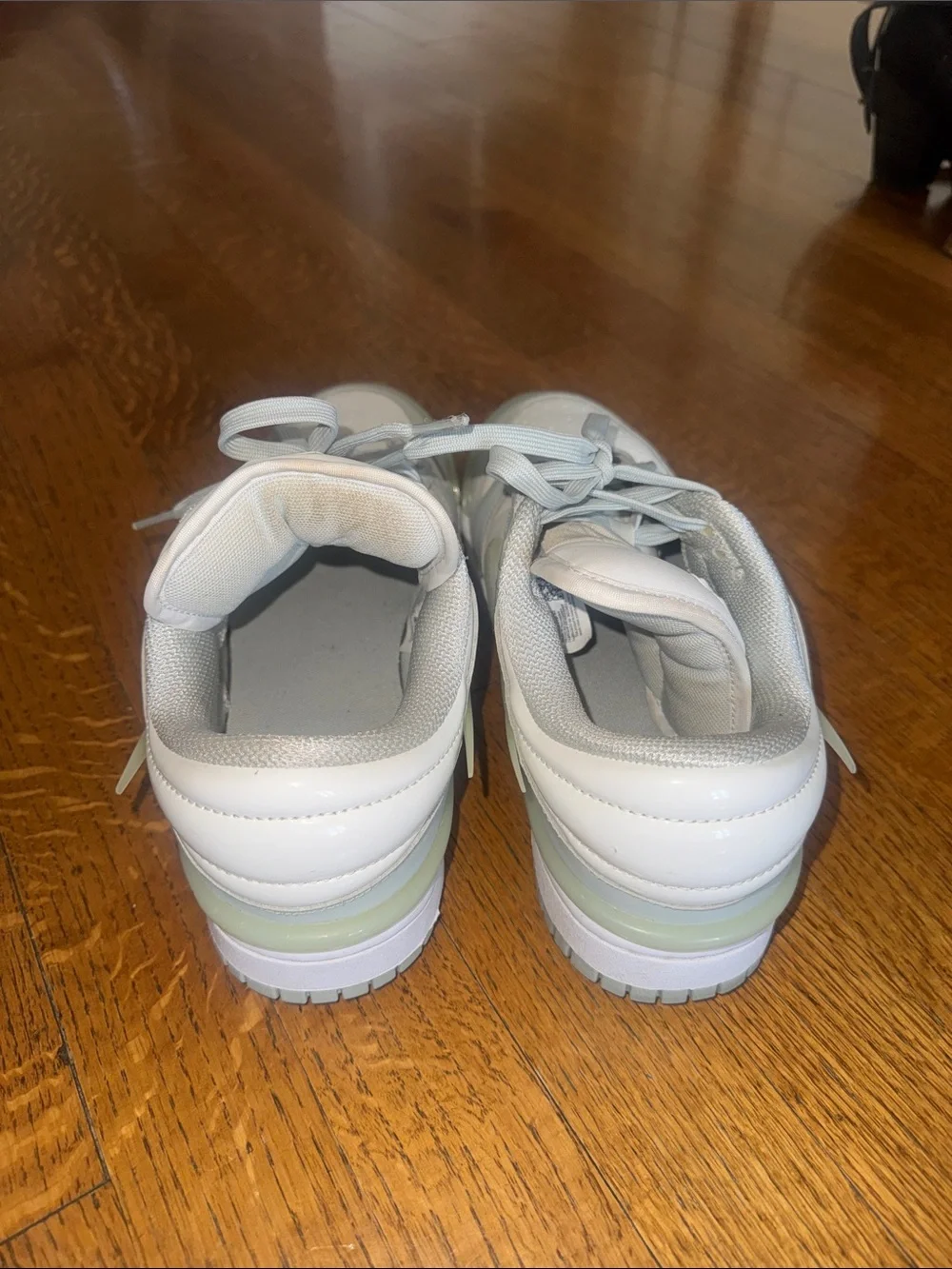 Nike Women’s Low-Top Sneakers in Light Gray and White with Pale Green Accents